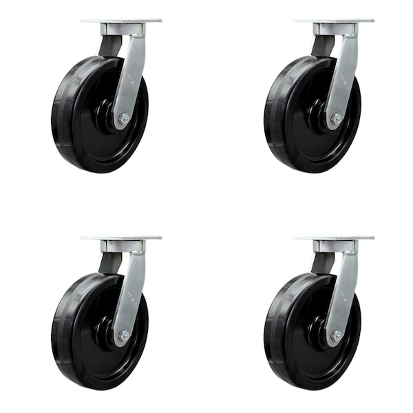 12'' Extra Heavy Duty Phenolic Wheel Swivel Top Plate Caster , 4PK